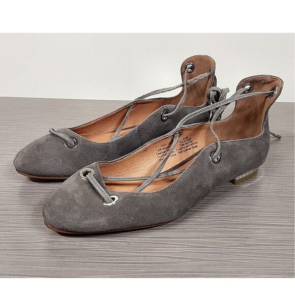 Halogen Nella Ghillie Flat, Grey Kid Leather, Womens Size 5.5 & 8.5 - Picture 4 of 10